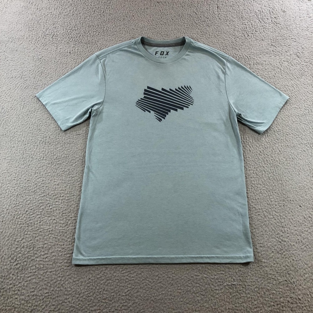Fox Tech Shirt Mens Medium Green Graphic Athletic Tee Polyester Performance